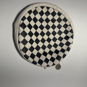 Clare V Checkered leather circle clutch